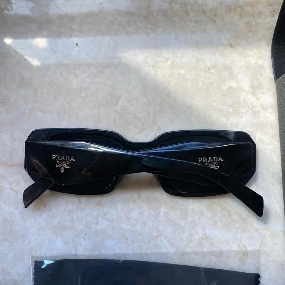 Prada Women's Black Rectangular Sunglasses - Picture 3 of 7